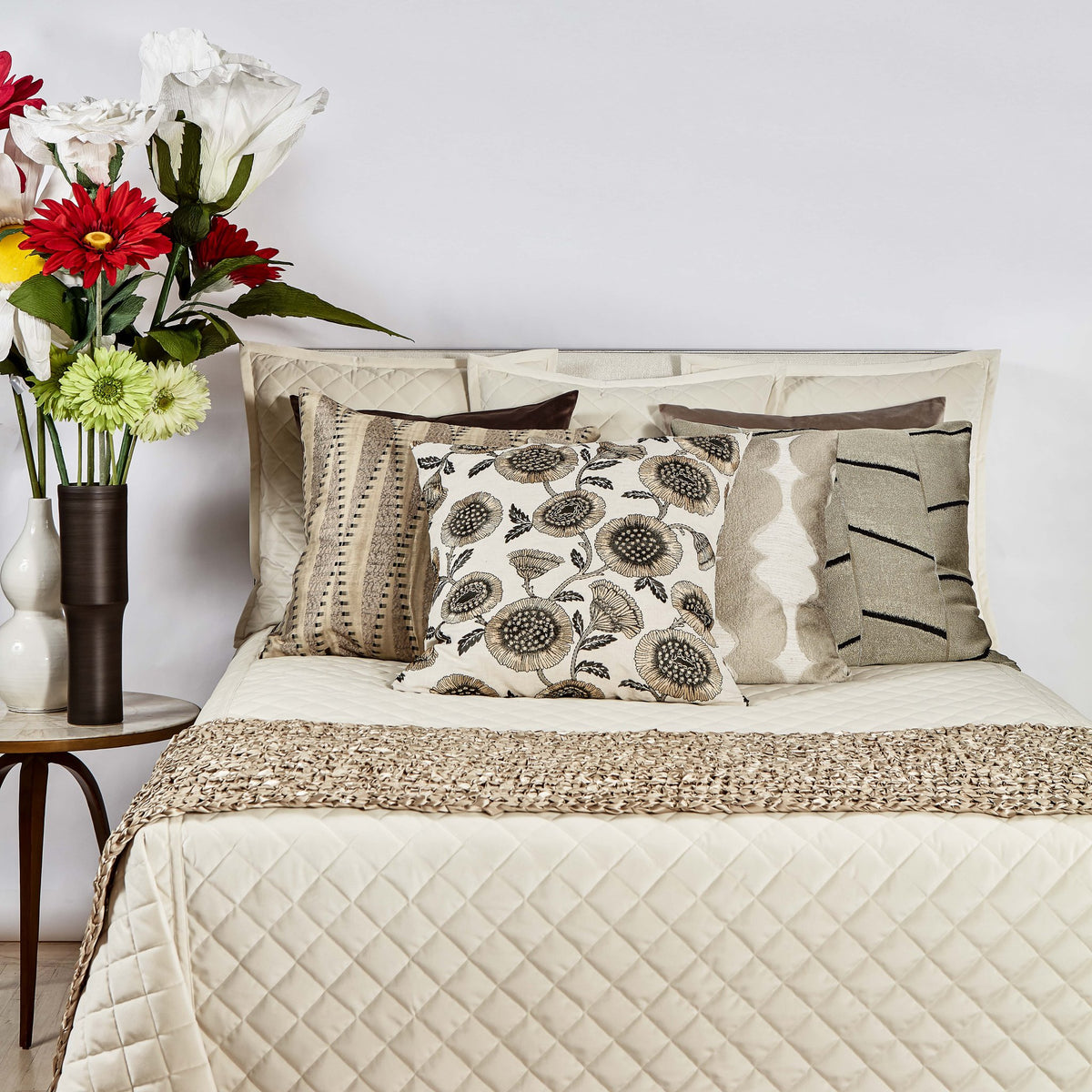Velvet Coverlet Set Ivory Ann Gish