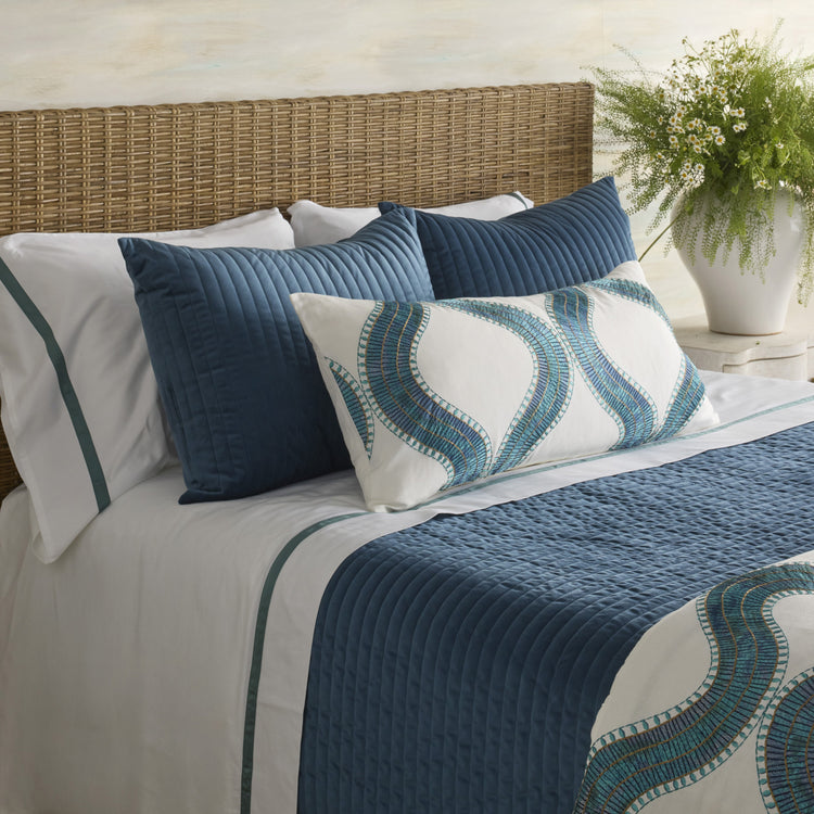 Egyptian Collar + Channel Velvet in Teal Complete Bedding Set