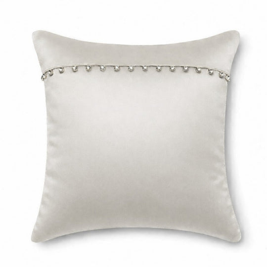 Charmeuse Pillow with Crystal Buttons in Silver - PWCH1616CB-SIL