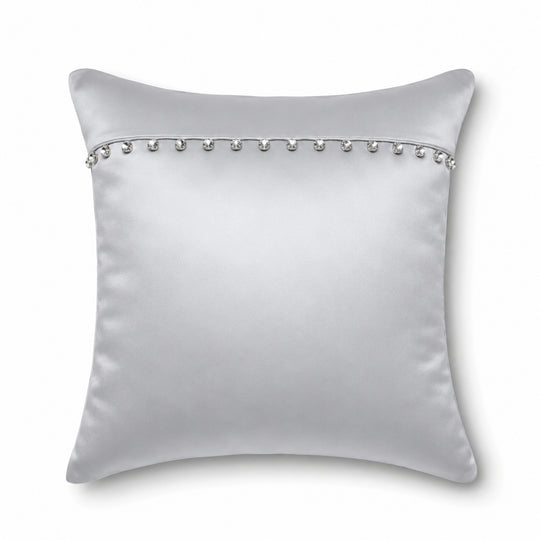 Charmeuse Pillow with Crystal Buttons in Silver - PWCH1616CB-SIL