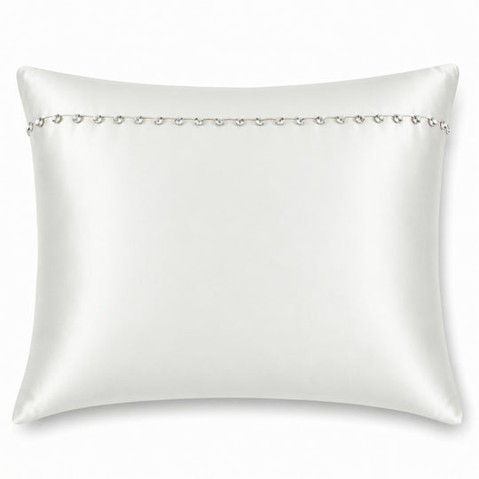 Charmeuse Sham with Tiny Crystals in White - SHCHSCB-WHI