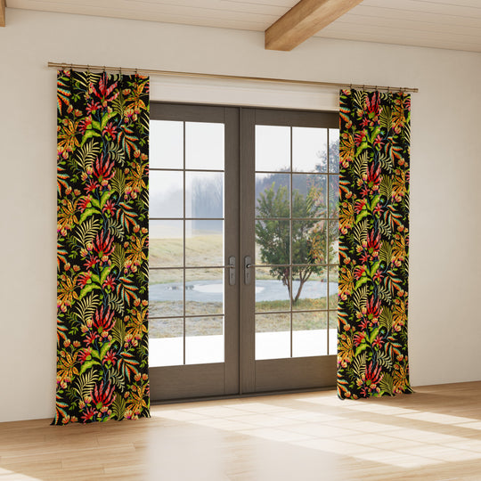 Custom curtain in Cloud Forest in Black