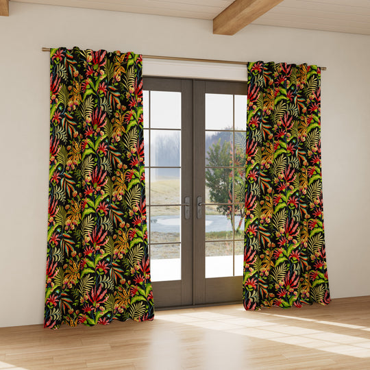 Custom curtain in Cloud Forest in Black