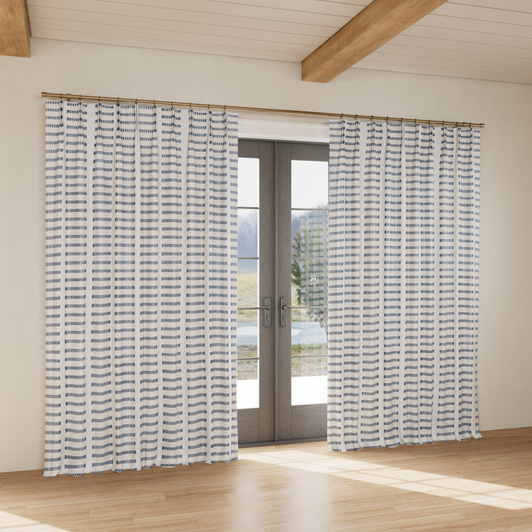 Custom Curtain Latera White/Blue