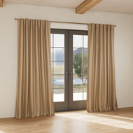 Custom curtain in Stria Bronze