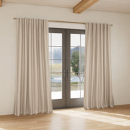 Custom curtain in Stria Pumice