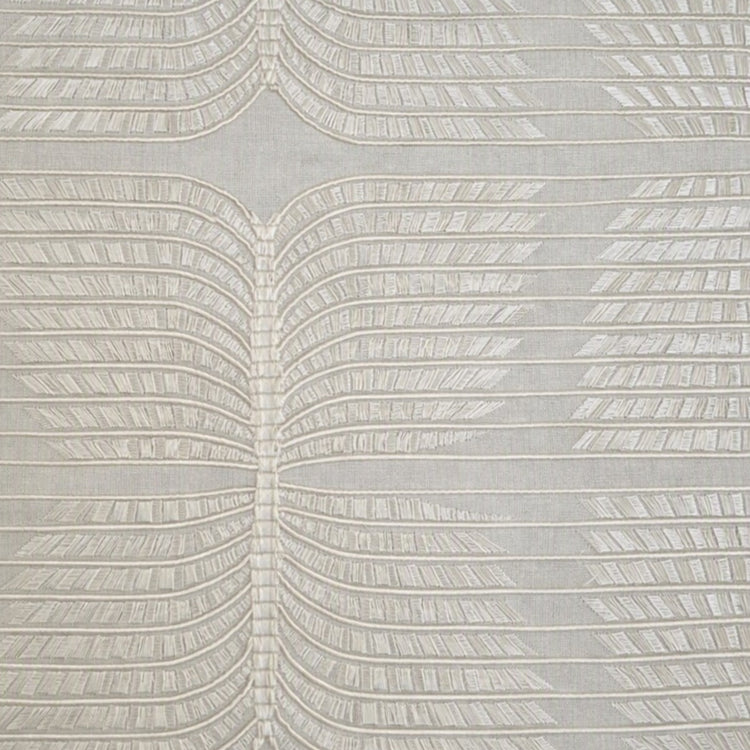 Swatch of Puccini Fabric: A close-up of a cream fabric featuring a repeating geometric pattern of butterflies in a slightly darker warm beige tone.  - PWPU3616-IVO PWPU2424-IVO PWPU3630-IVO