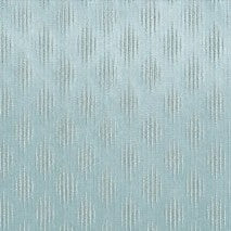 A textured fabric featuring vertical metallic gold stripes on an aqua blue background.  Swatch of Embossed fabric in Aqua. - EM-AQU