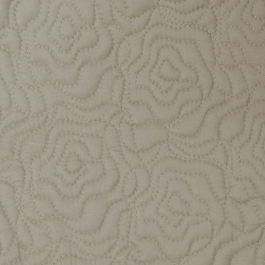 Swatch of the Roses Coverlet Set in Taupe from the Judith Leiber Couture by Ann Gish collection, showing the rose quilted pattern and texture. - YSETCORQK-TAU  YSETCORQQ-TAU 