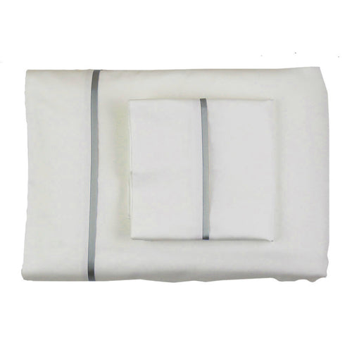 Product with title Cotton-Sheet-Set-With-Charmeuse-Trim - SSCSKTR-IVO-FRO SSCSQTR-IVO-FRO