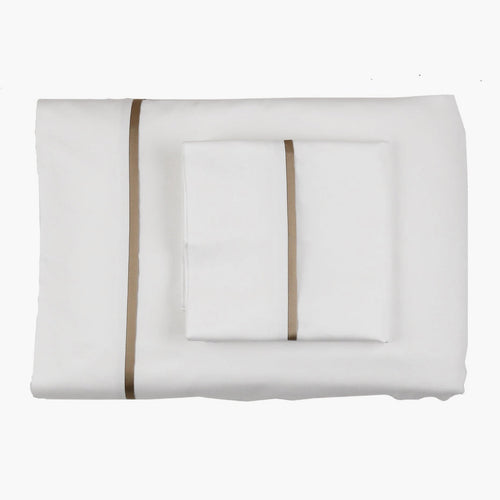 Product with title Cotton Sheet Set With Charmeuse Trim - SSCSKTR-WHI-SAN SSCSQTR-WHI-SAN