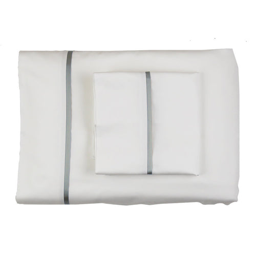 Product with title Cotton Sheet Set With Charmeuse Trim - SSCSKTR-WHI-FRO SSCSQTR-WHI-FRO