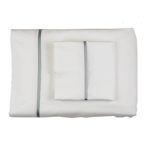 Product with title Cotton Sheet Set With Charmeuse Trim - SSCSKTR-WHI-FRO SSCSQTR-WHI-FRO