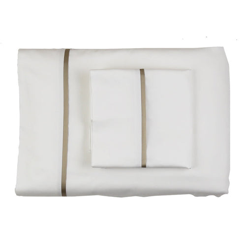 Product with title Cotton Sheet Set With Charmeuse Trim - SSCSKTR-WHI-MYS SSCSQTR-WHI-MYS